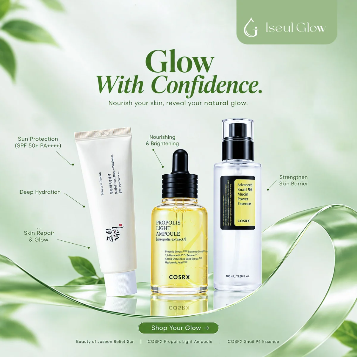 Glow & Protect Trio (Beauty of Joseon + COSRX)